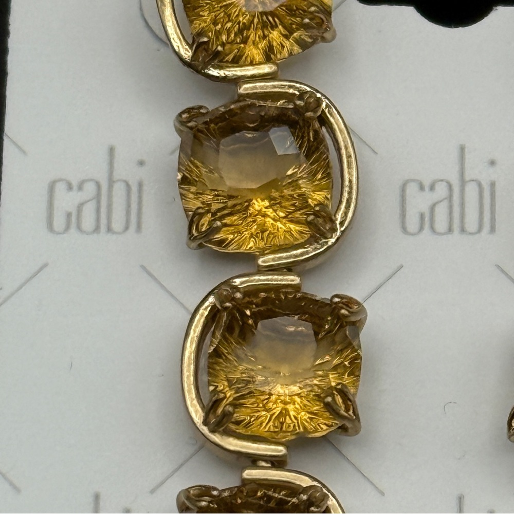CAbi New Twinkle Earrings #2265 Gold Color Metal with Gold Crystals - Picture 3 of 4